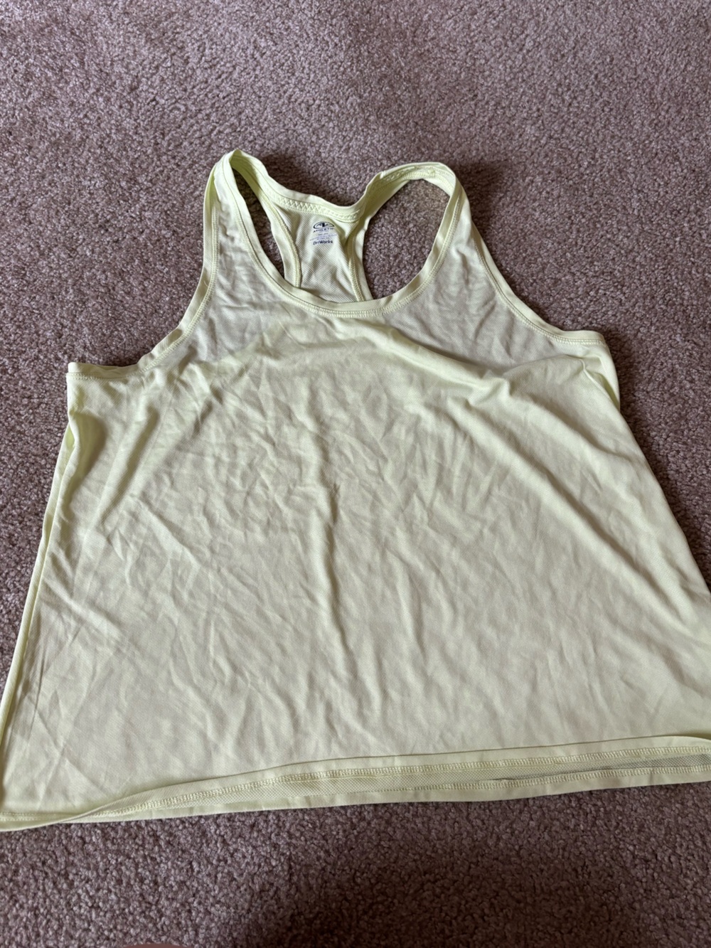 Athletic Works Light Yellow Racerback Tank Top